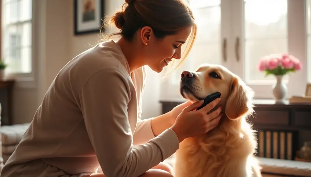 A personal concierge tending to a pet’s grooming needs with care and affection.